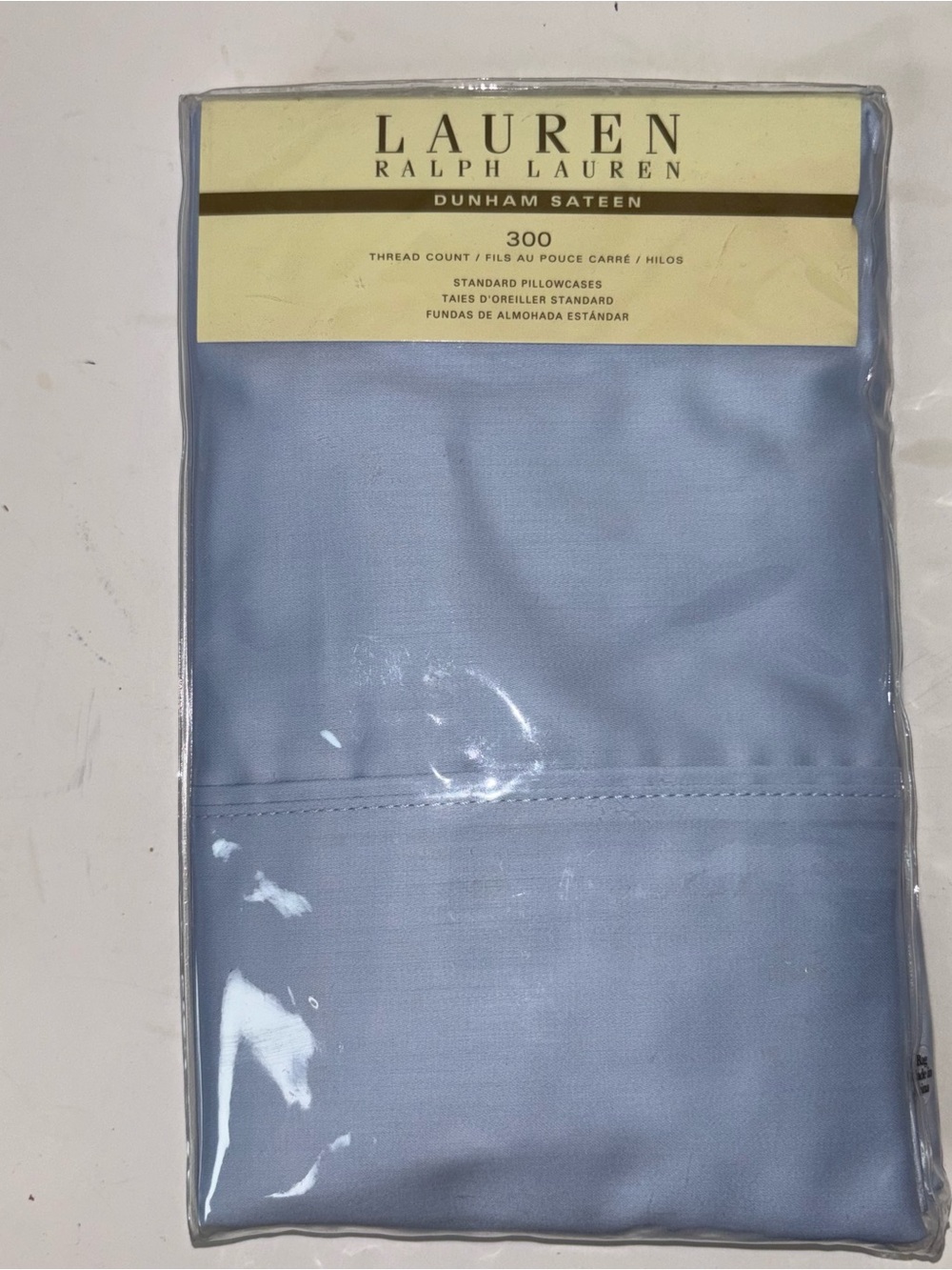 Ralph Lauren Dunham Sateen Blue Standard Pillowcases Pair 300 Thread Count